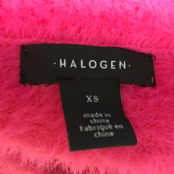 NWT Halogen Pink Fuzzy V-Neck Sweater XS - Picture 4 of 7
